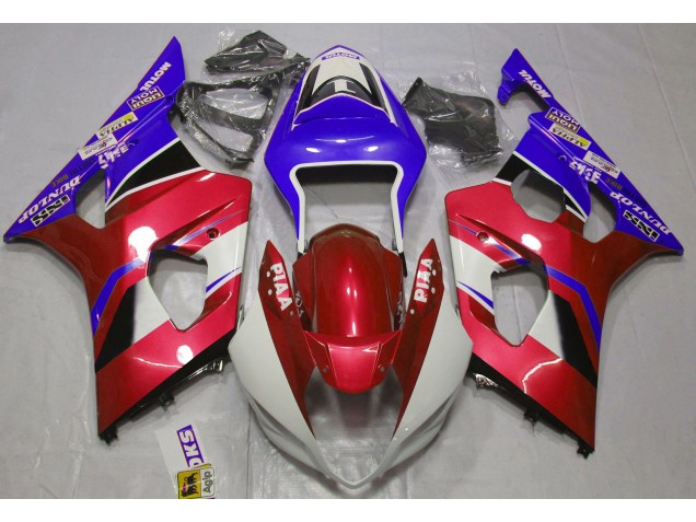 Rouge Bonbon Brillant & Bleu 03-04 Suzuki GSXR 1000 Carénage Rouge Bonbon Brillant & Bleu 03-04 Suzuki GSXR 1000 Carénage