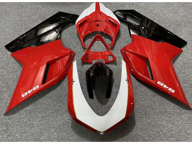 Rouge Brillant & Blanc (Autocollant 848) 07-14 Ducati 848 1098 1198 Carénage Rouge Brillant & Blanc (Autocollant 848) 07-14 Ducati 848 1098 1198 Carénage