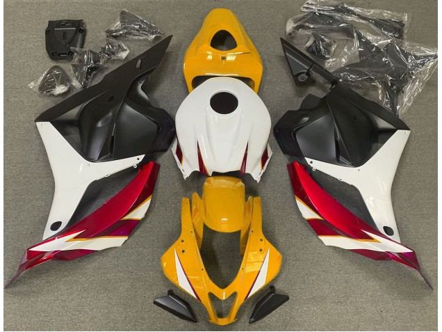 Rouge Brillant Blanc & Jaune 09-12 Honda CBR600RR Carénage Rouge Brillant Blanc & Jaune 09-12 Honda CBR600RR Carénage
