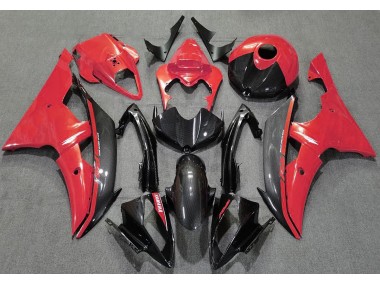 Rouge Brillant & Fiber De Carbone 08-16 Yamaha R6 Carénage