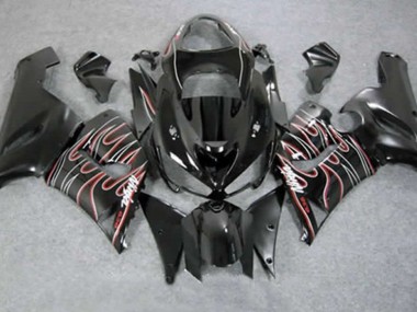 Rouge Noir Flamme 05-06 Kawasaki ZX6R Carénage