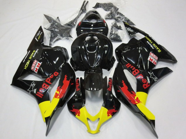 Rouge Taureau Noir Brillant 09-12 Honda CBR600RR Carénage Rouge Taureau Noir Brillant 09-12 Honda CBR600RR Carénage