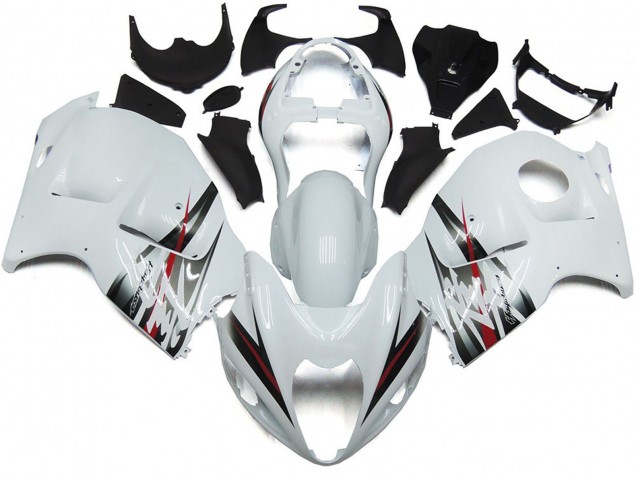 Style Blanc Brillant & Argent 97-07 Suzuki GSXR 1300 Carénage Style Blanc Brillant & Argent 97-07 Suzuki GSXR 1300 Carénage