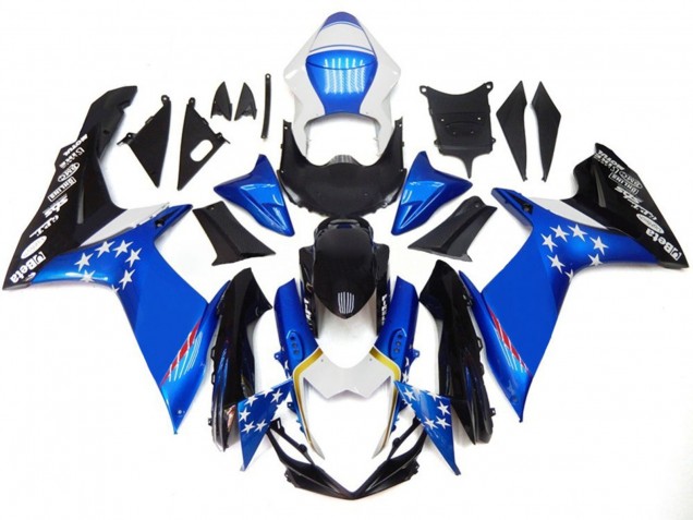 Style Bleu Avec Des Étoiles Rouges 11-24 Suzuki GSXR 600-750 Carénage Style Bleu Avec Des Étoiles Rouges 11-24 Suzuki GSXR 600-750 Carénage