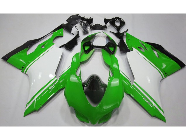 Vert Brillant Blanc & Noir 11-14 Ducati 1199 Carénage Vert Brillant Blanc & Noir 11-14 Ducati 1199 Carénage