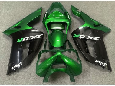 Vert Brillant & Noir 03-04 Kawasaki ZX6R Carénage