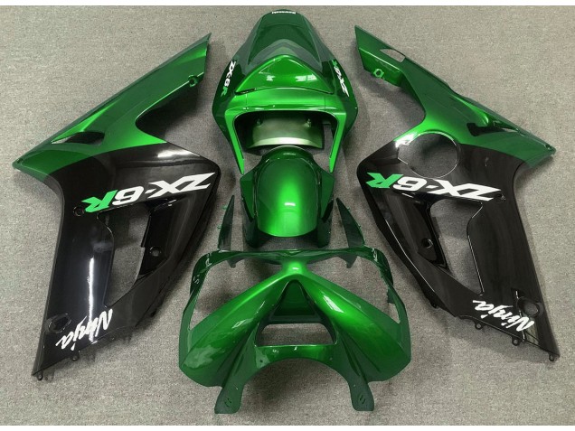 Vert Brillant & Noir 03-04 Kawasaki ZX6R Carénage Vert Brillant & Noir 03-04 Kawasaki ZX6R Carénage