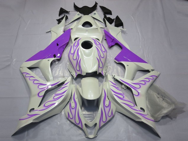 Violet Flamme Sur Blanc 07-08 Honda CBR600RR Carénage Violet Flamme Sur Blanc 07-08 Honda CBR600RR Carénage