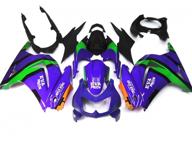 Violet Vert & Noir 08-12 Kawasaki Ninja 250 Carénage Violet Vert & Noir 08-12 Kawasaki Ninja 250 Carénage