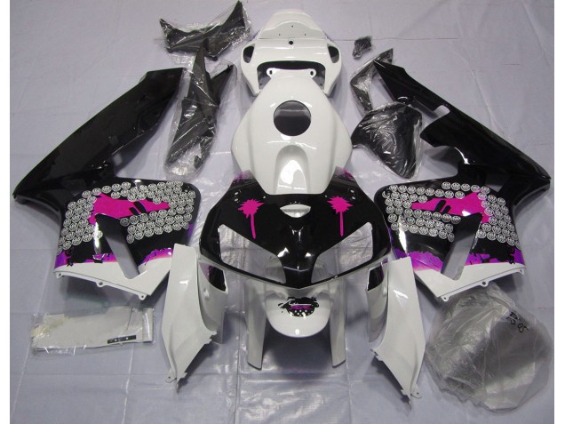 Éclaboussures Roses Sur Noir Brillant 05-06 Honda CBR600RR Carénage Éclaboussures Roses Sur Noir Brillant 05-06 Honda CBR600RR Carénage