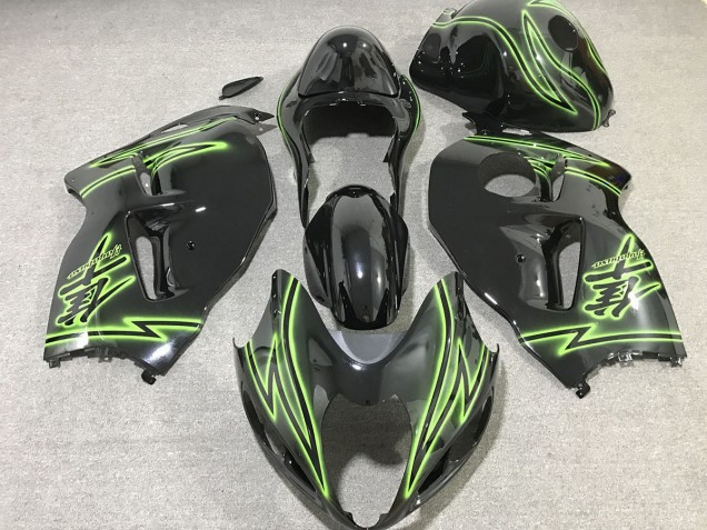 Éclair Noir & Vert 97-07 Suzuki GSXR 1300 Carénage Éclair Noir & Vert 97-07 Suzuki GSXR 1300 Carénage